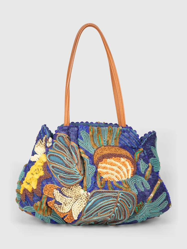Jamin Puech Leaf Pattern Beaded Bag