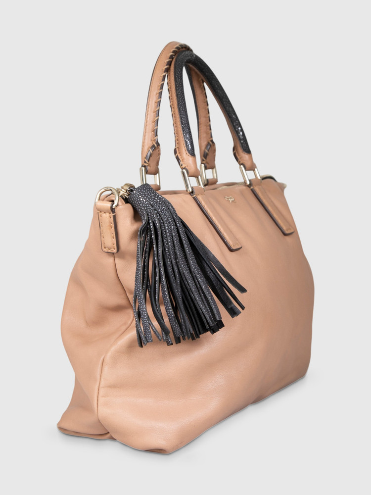 Anya Hindmarch Beige Leather Stingray Trim Huxley Tote