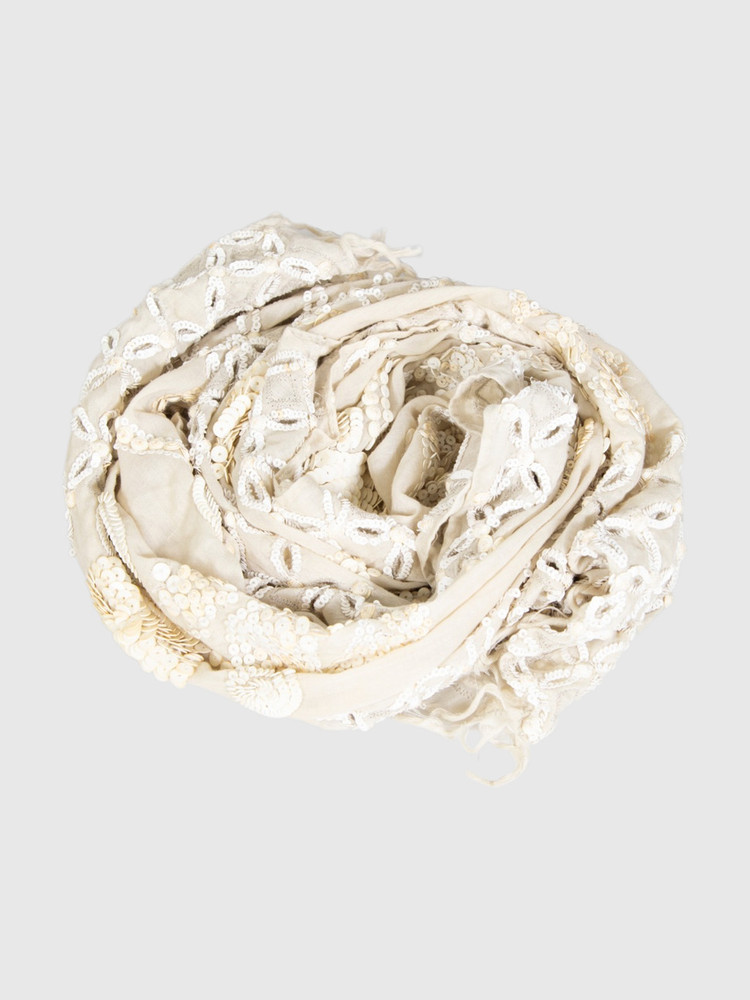 Dries Van Noten Beige Floral Sequinned Scarf