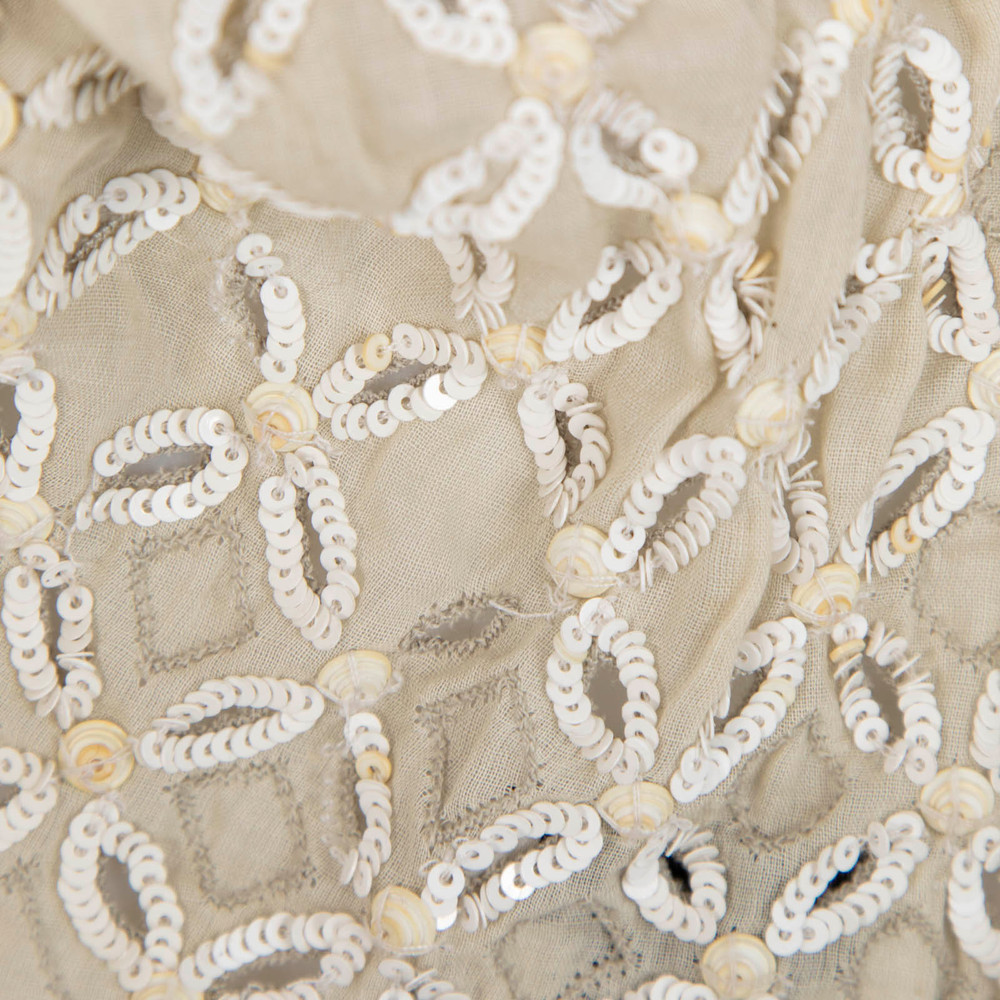Dries Van Noten Beige Floral Sequinned Scarf