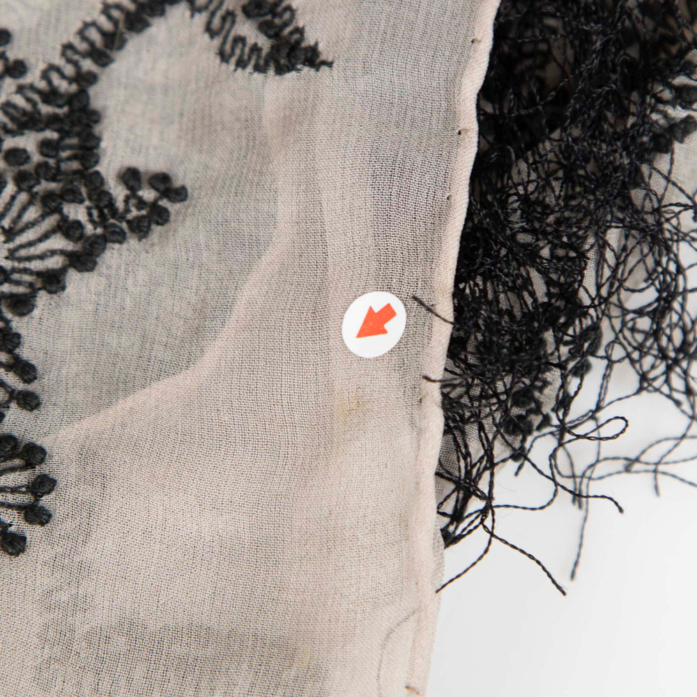 Dries Van Noten Black & Grey Silk Abstract Embroidered Scarf