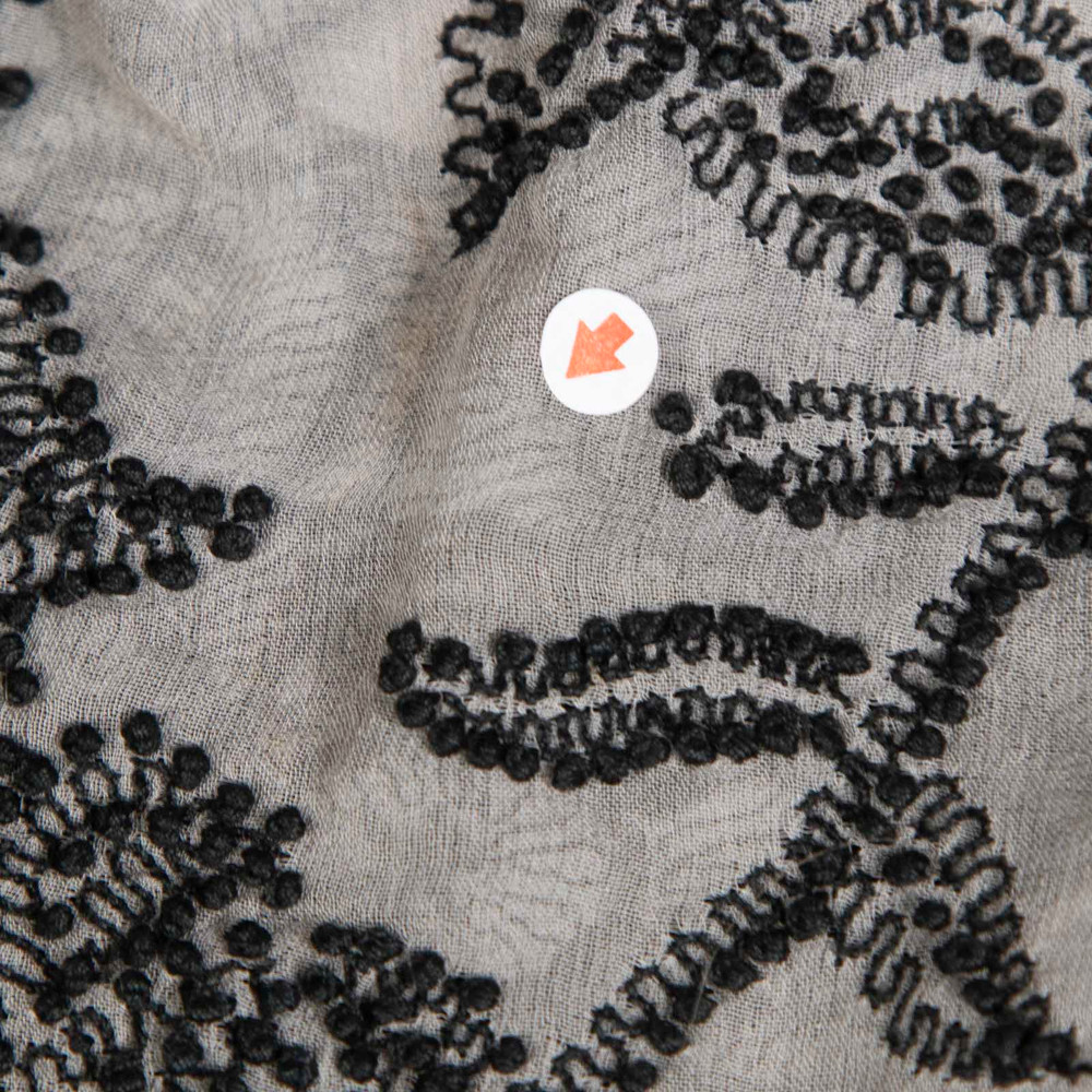 Dries Van Noten Black & Grey Silk Abstract Embroidered Scarf