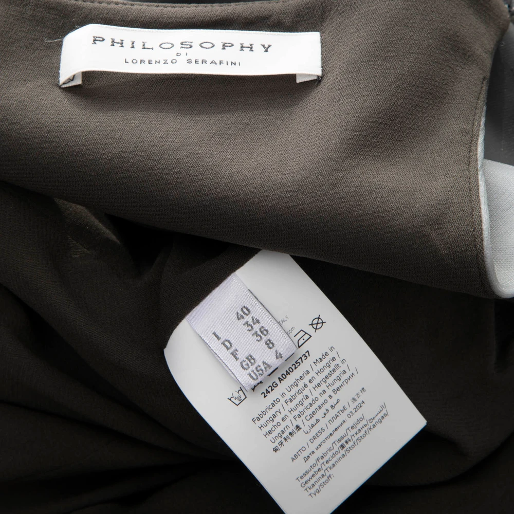 Philosophy di Lorenzo Serafini Grey Abstract Midi Dress