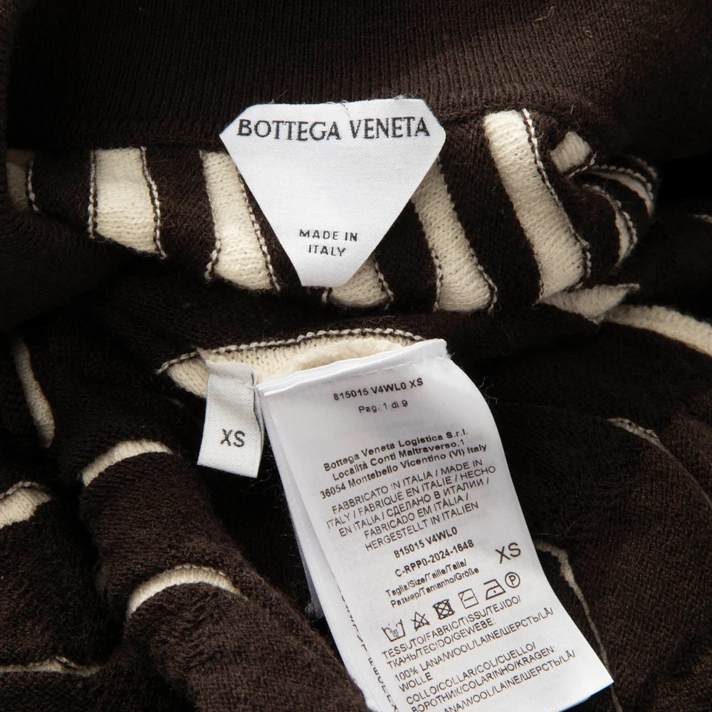 Bottega Veneta Brown & White Wool Striped Knit Dress