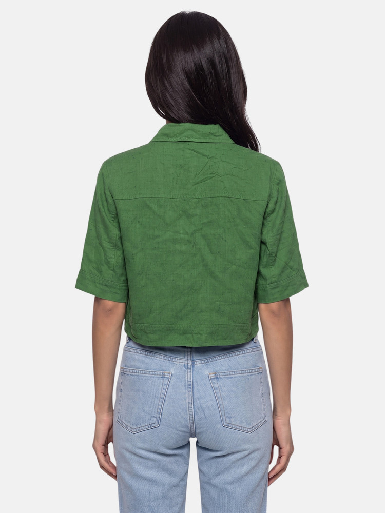 ME+EM Green Buttoned Crop Top