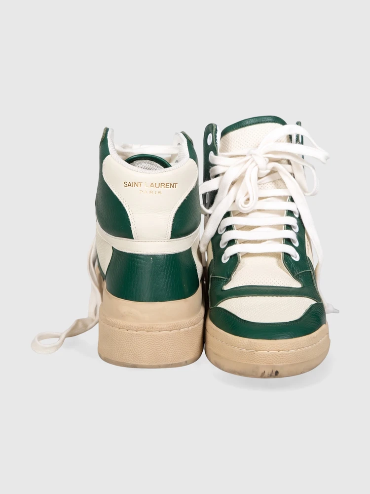 Saint Laurent Green & White High Top SL/24 Trainers