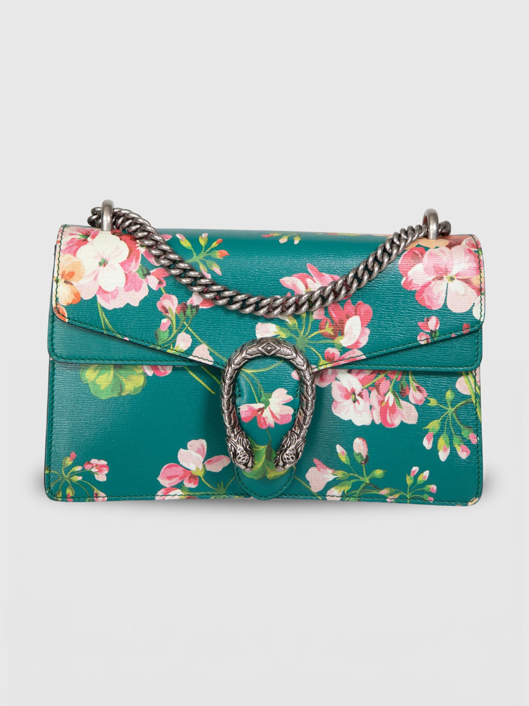 Gucci Green Calfskin Blooms Dionysus Shoulder Bag