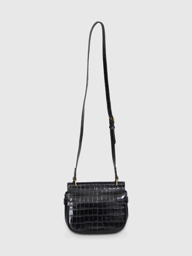Mulberry Black Croc Embossed Small Amberley Satchel
