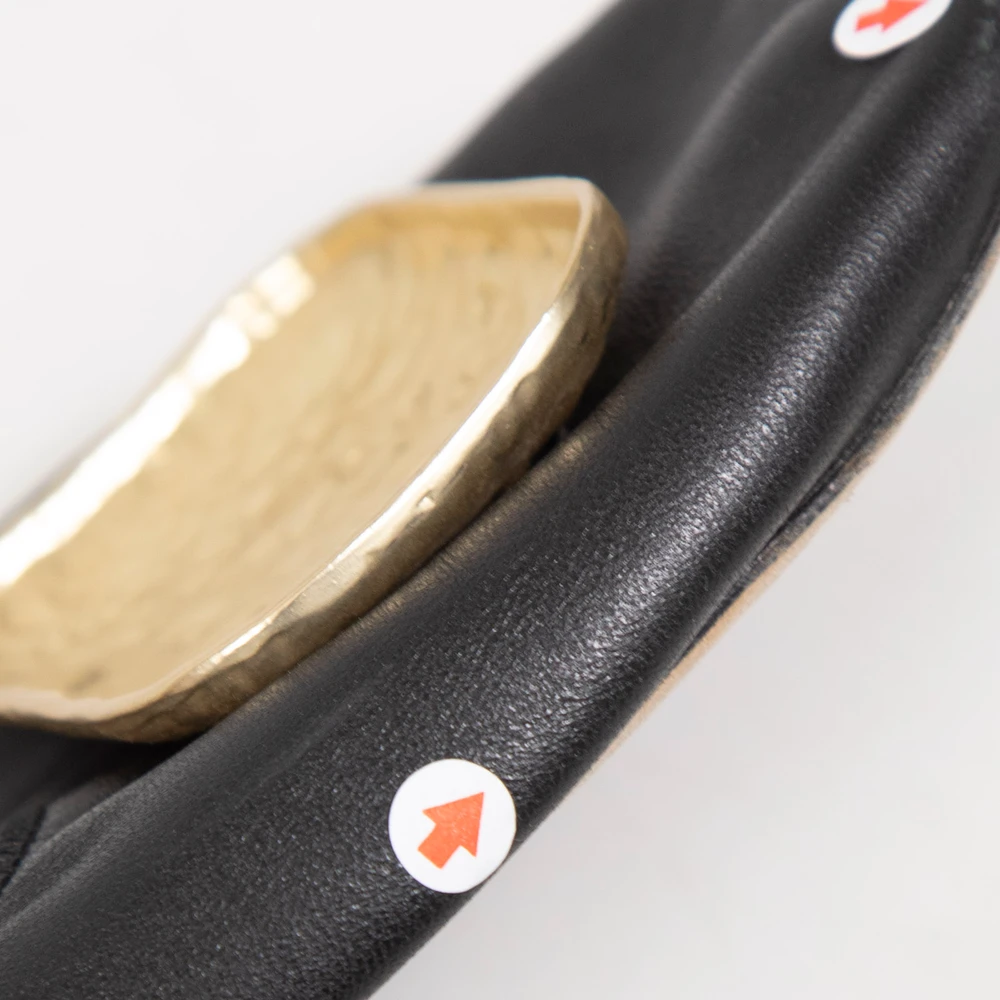Loewe Black Leather Shamrock Mismatched Ballet Flats