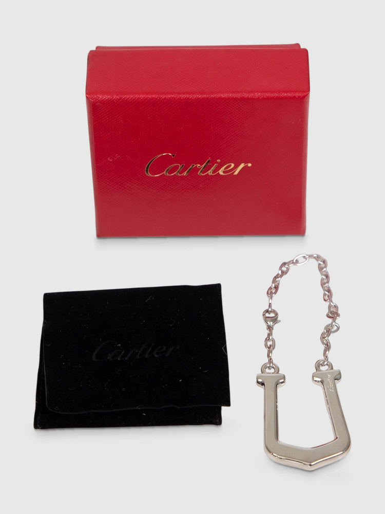 Cartier Silver Elongated C Keyring