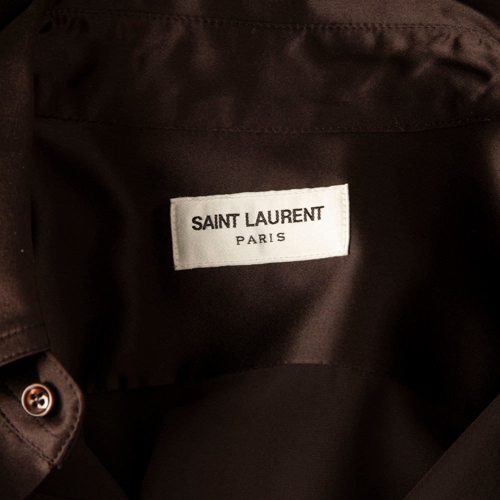 Saint Laurent Brown Silk Button Up Blouse