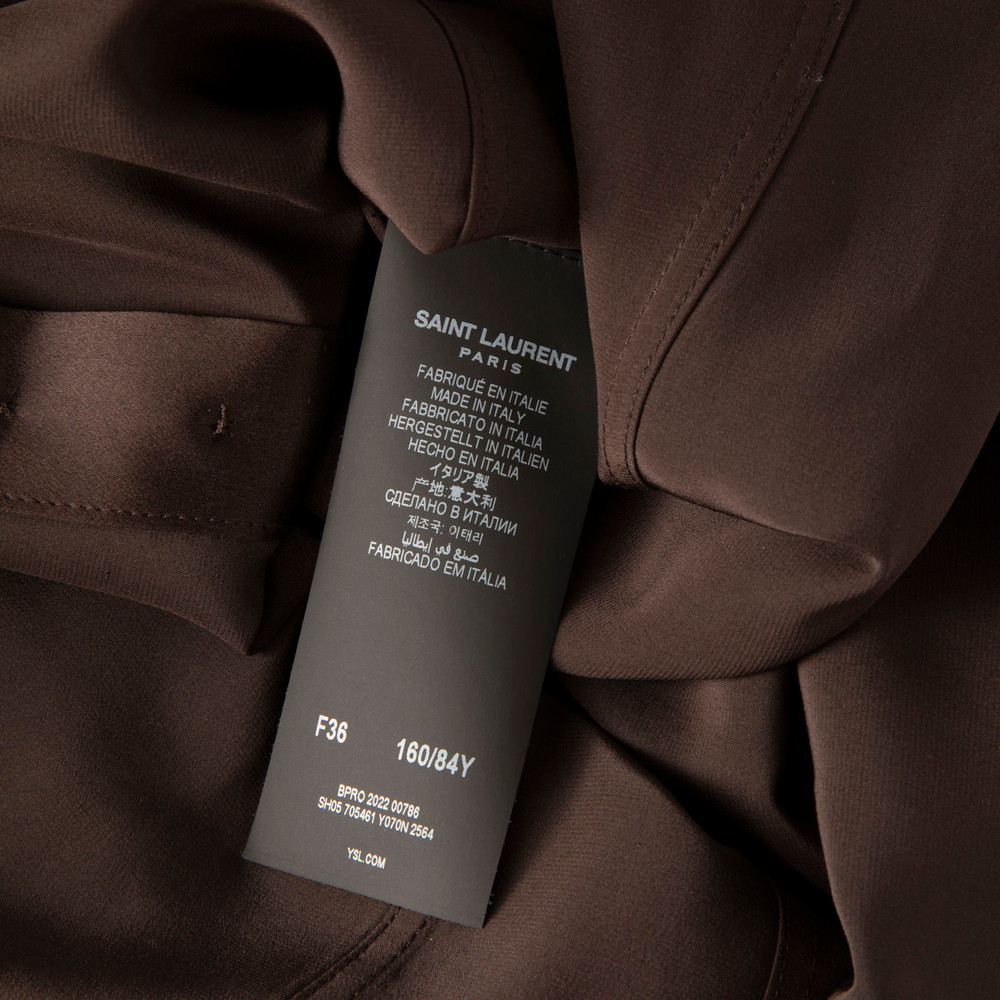 Saint Laurent Brown Silk Button Up Blouse