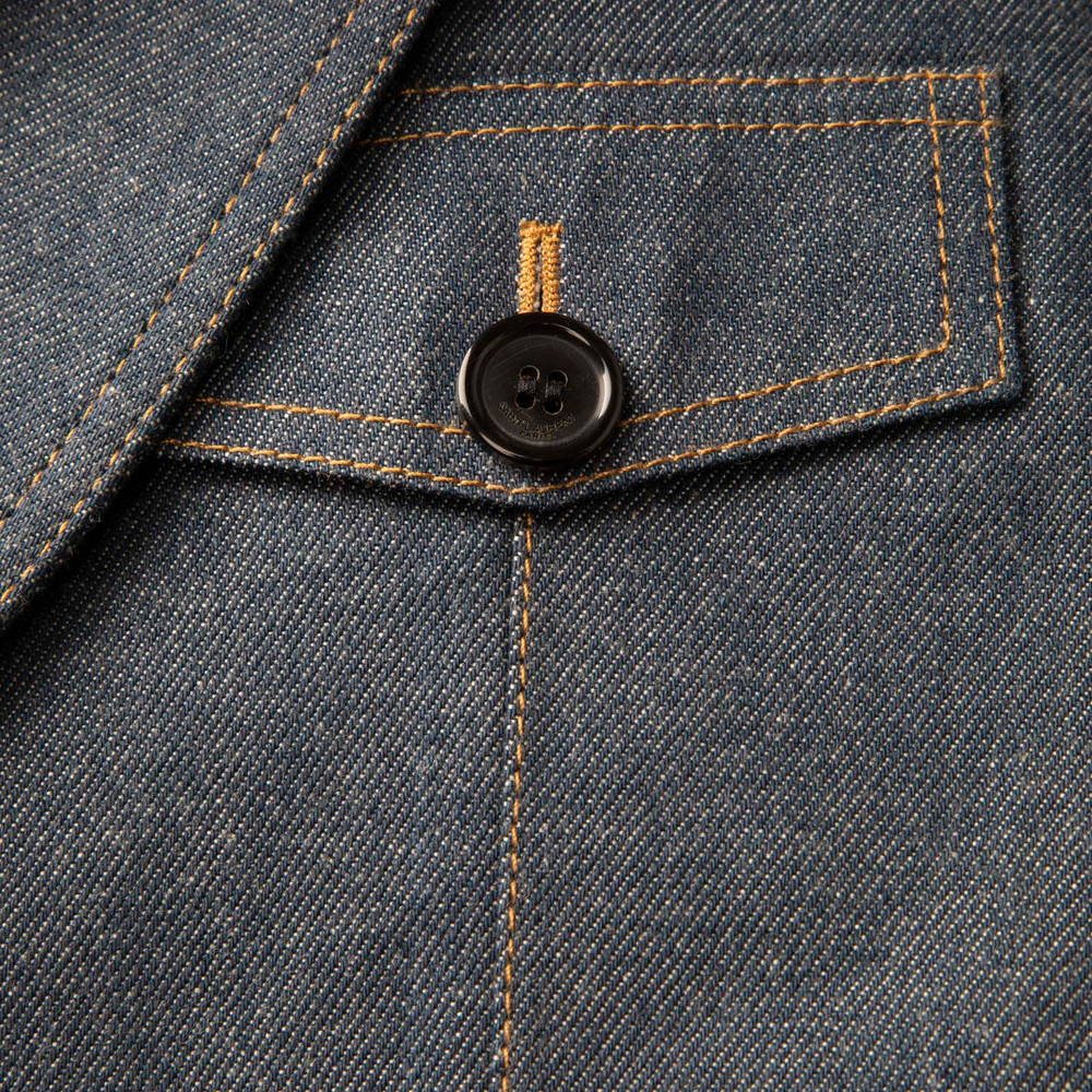 Saint Laurent Blue Denim Single Breast Blazer