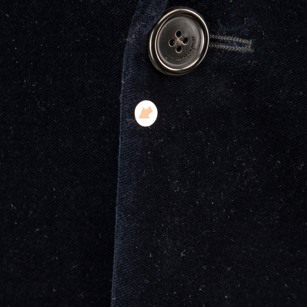 Saint Laurent Navy Velvet Long Sleeves Blazer
