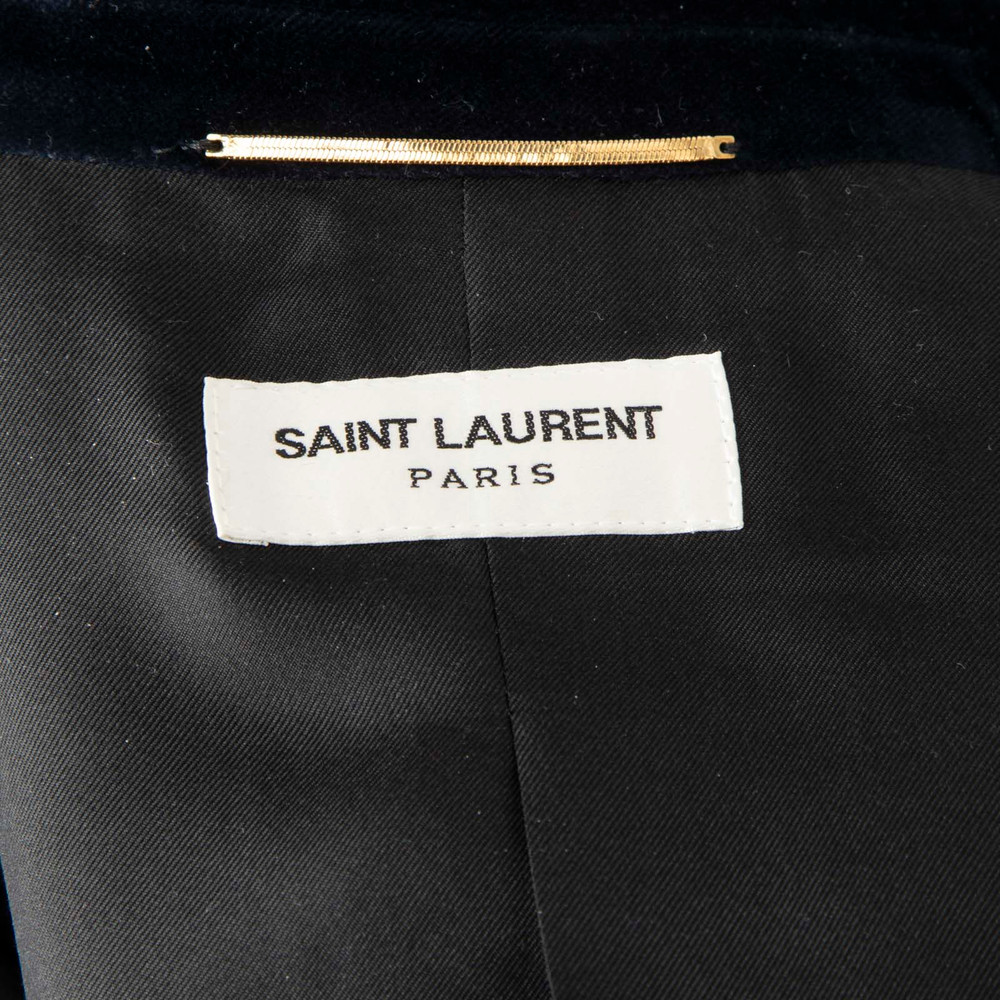 Saint Laurent Navy Velvet Long Sleeves Blazer