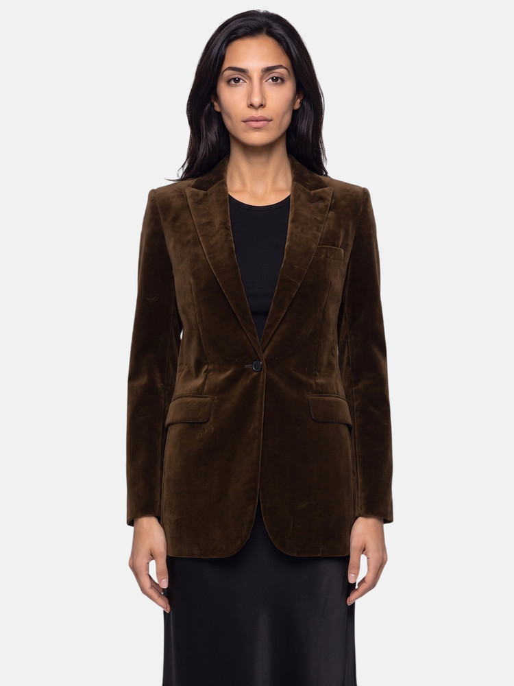 Saint Laurent Brown Wool Velvet Single Breasted Blazer