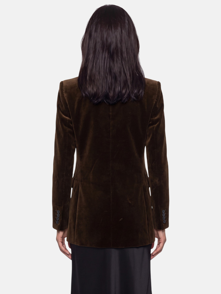 Saint Laurent Brown Wool Velvet Single Breasted Blazer