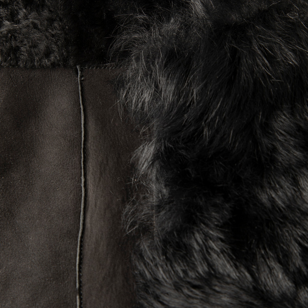 Lanvin Black Lamb Shearling Mid Length Coat