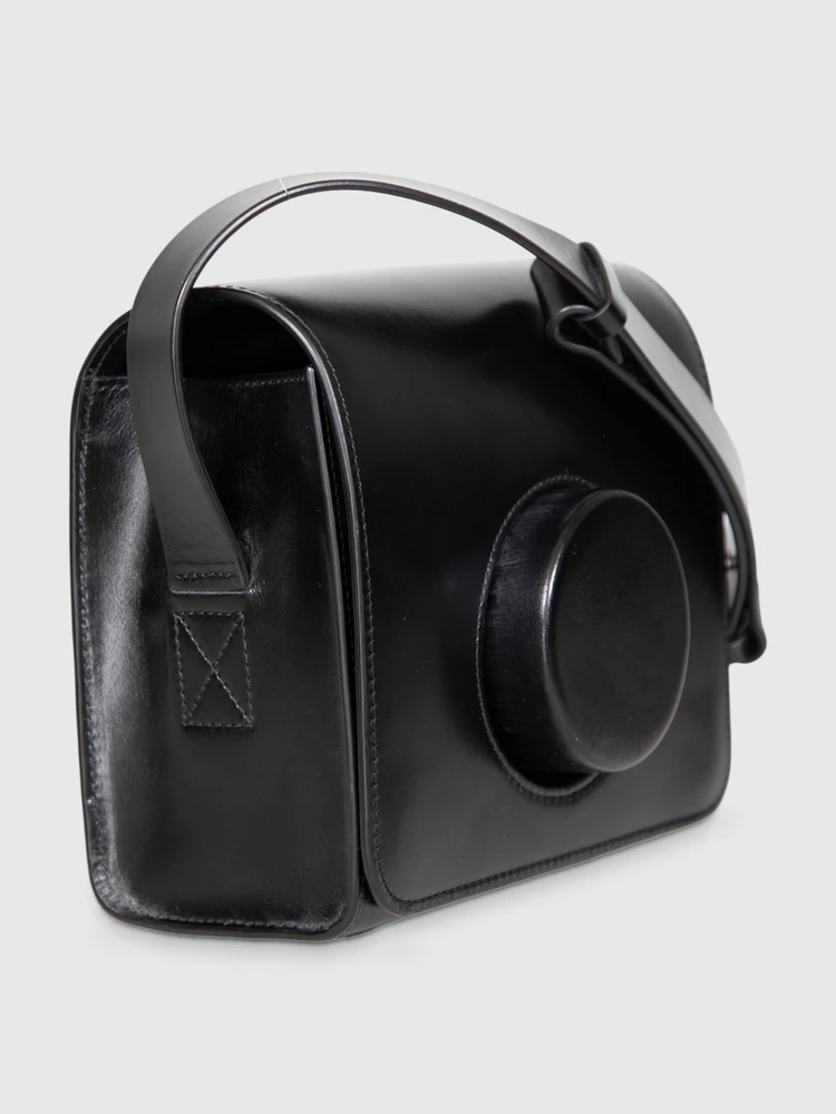 Lemaire Black Leather Camera Shoulder Bag