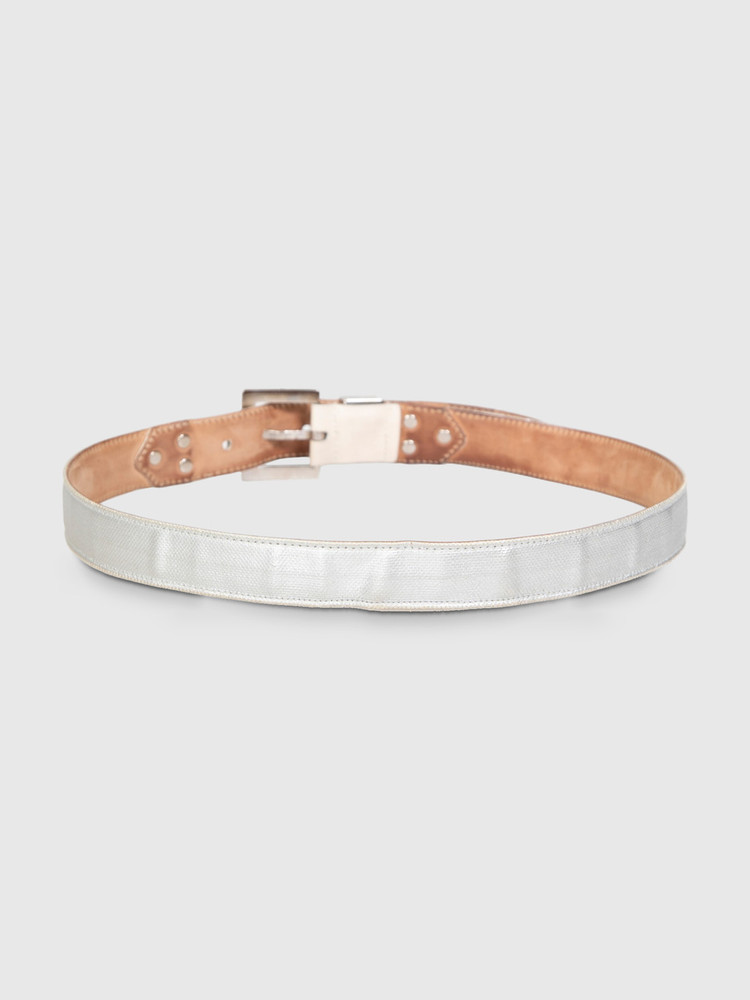 Dolce & Gabbana Silver & Ecru Leather Belt