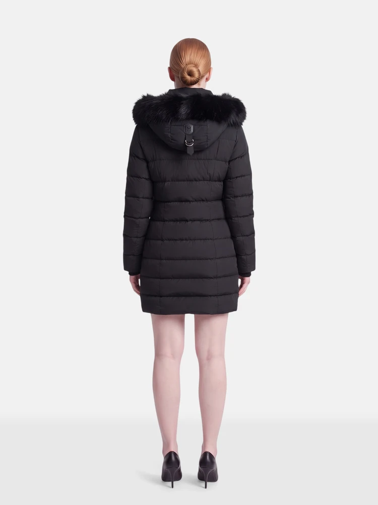 Mackage Black Silver Fox Fur Goose Down Puffer Coat