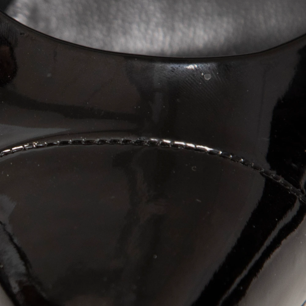 Prada Black Patent Leather Block Heel Pumps