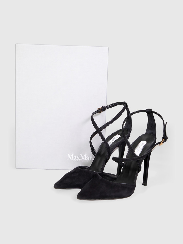 Max Mara Black Point Toe Suede Heels
