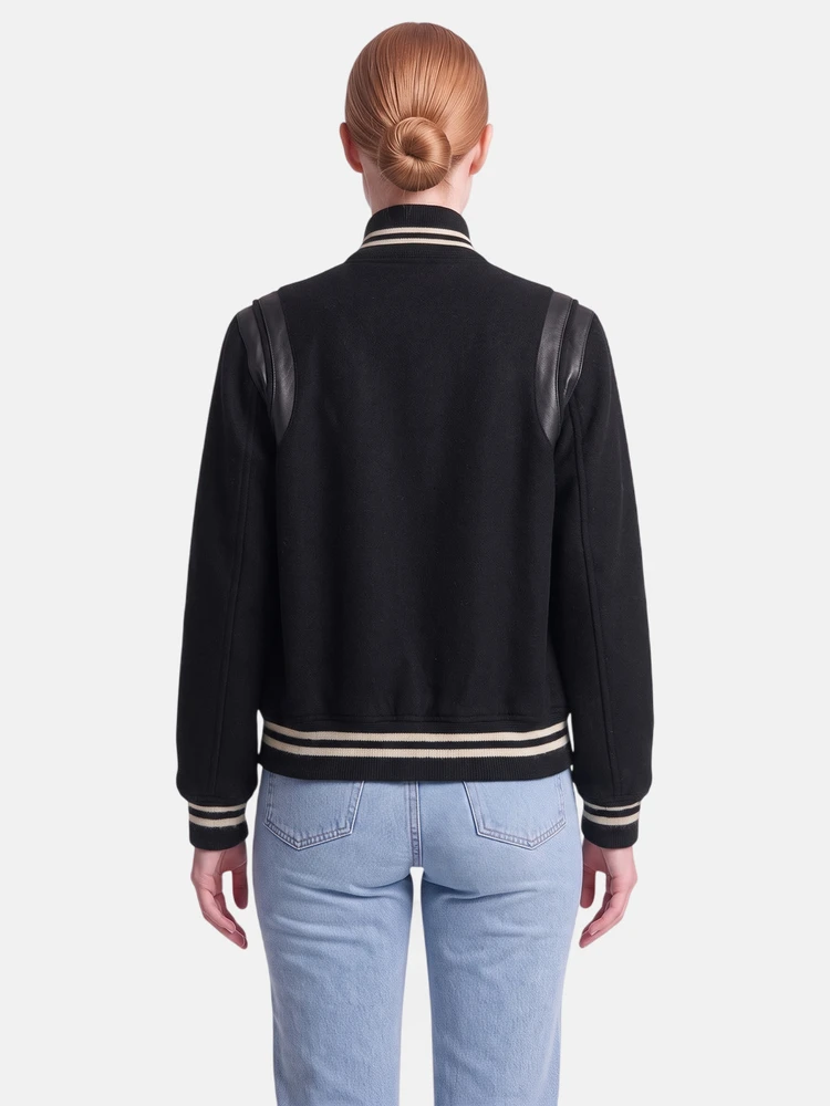 Saint Laurent Black Wool Bomber Jacket