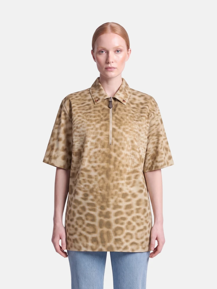 Burberry Brown Leopard Print Short Sleeve Top