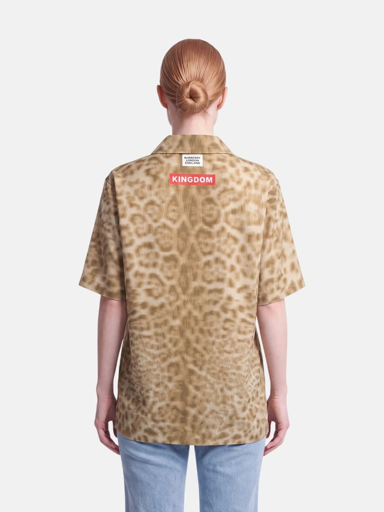 Burberry Brown Leopard Print Short Sleeve Top