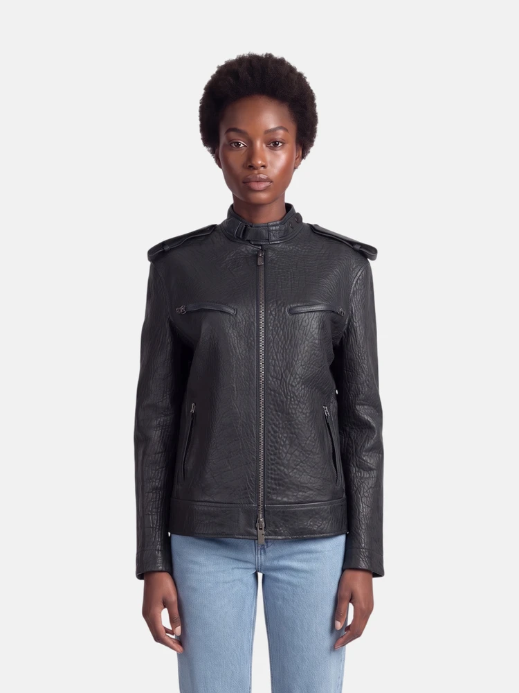 Burberry Black Lamb Leather Biker Jacket