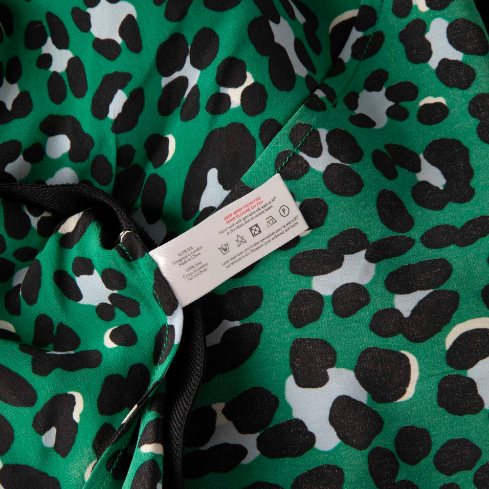 Olivia Von Halle Green Silk Leopard Print Skirt