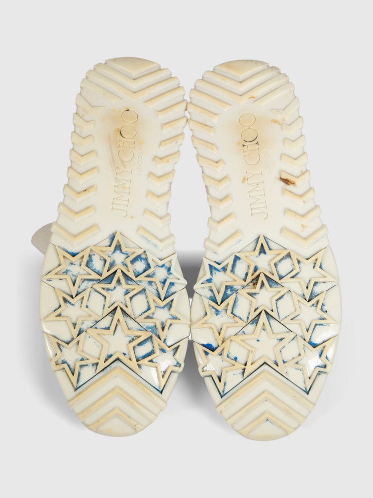 Jimmy Choo White Sequin & Crystal Trainers