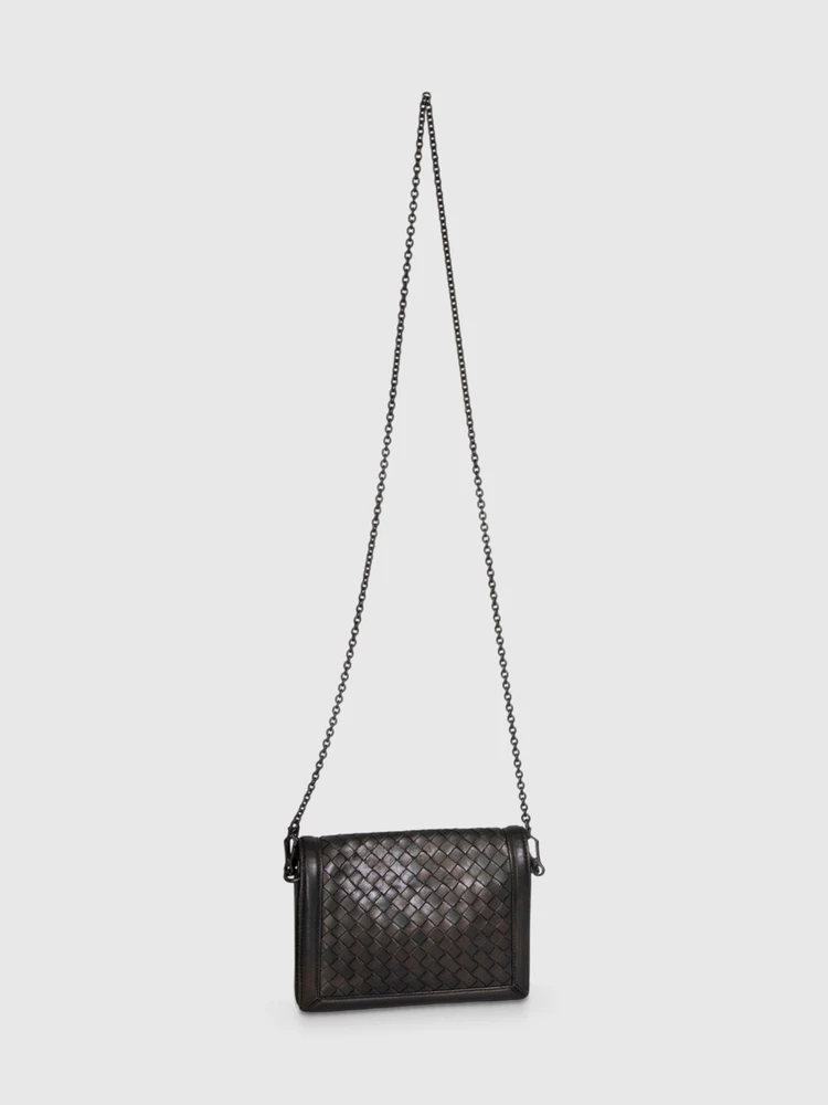 Bottega Veneta Black Leather Intrecciato Montebello Bag