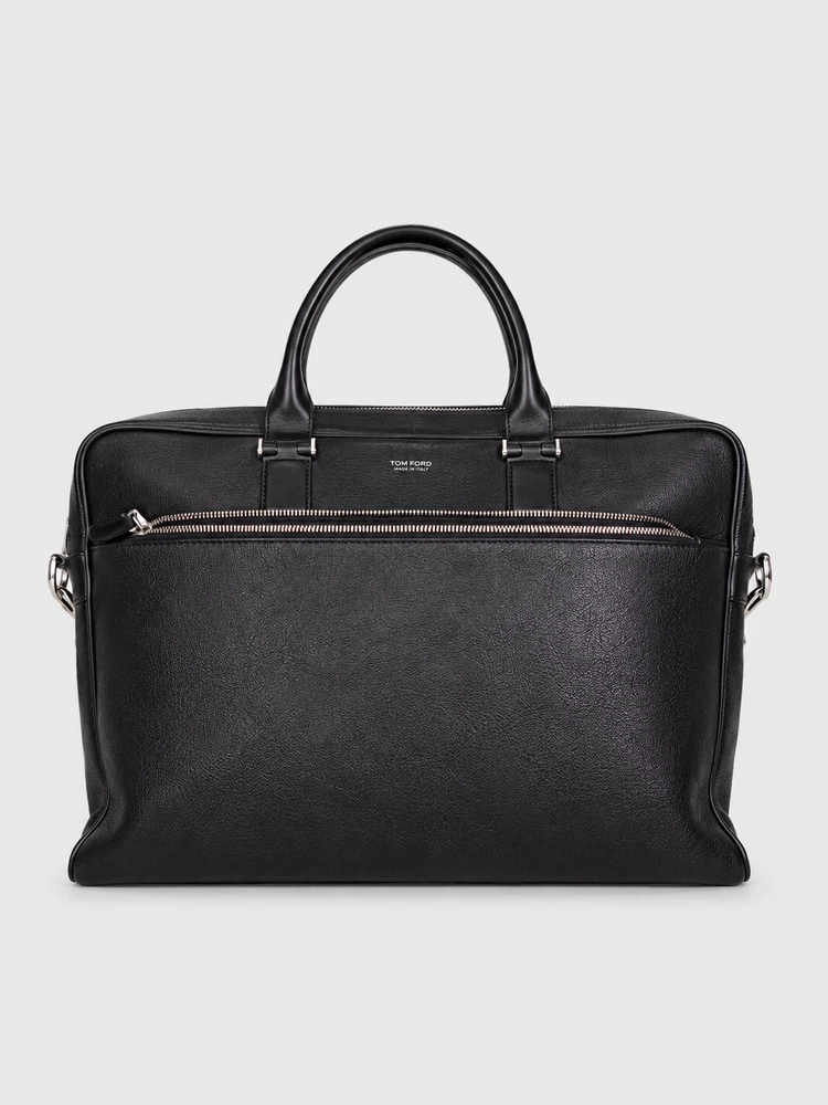 Tom Ford Black Grain Leather Slim Briefcase