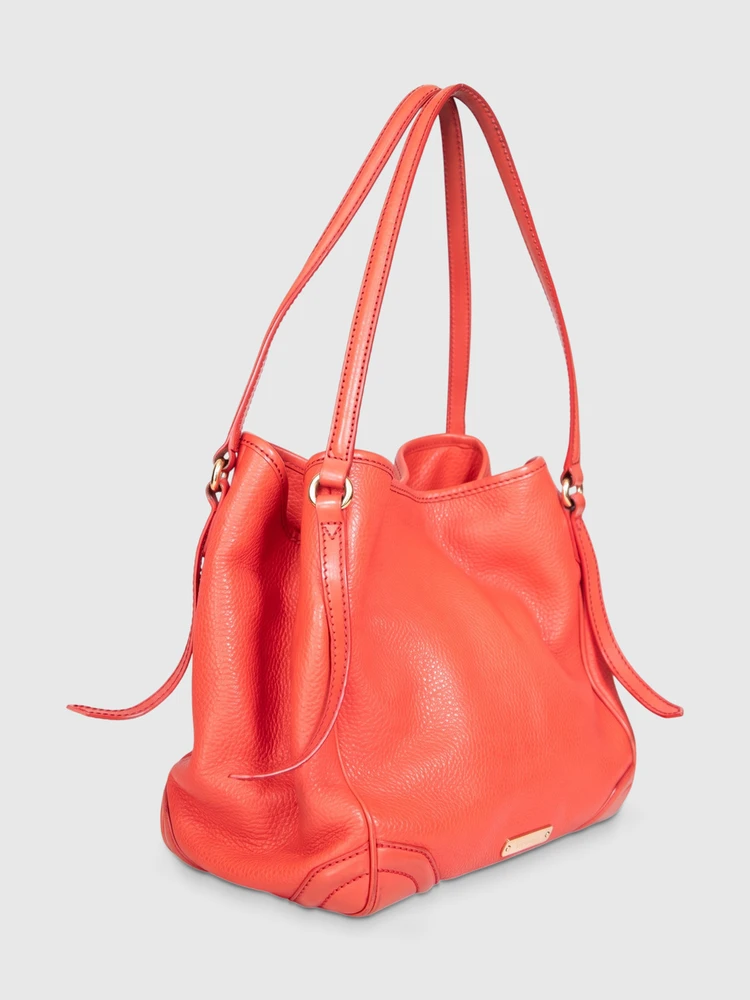 Burberry Red Grainy Calfskin Small Canterbury Tote Bag