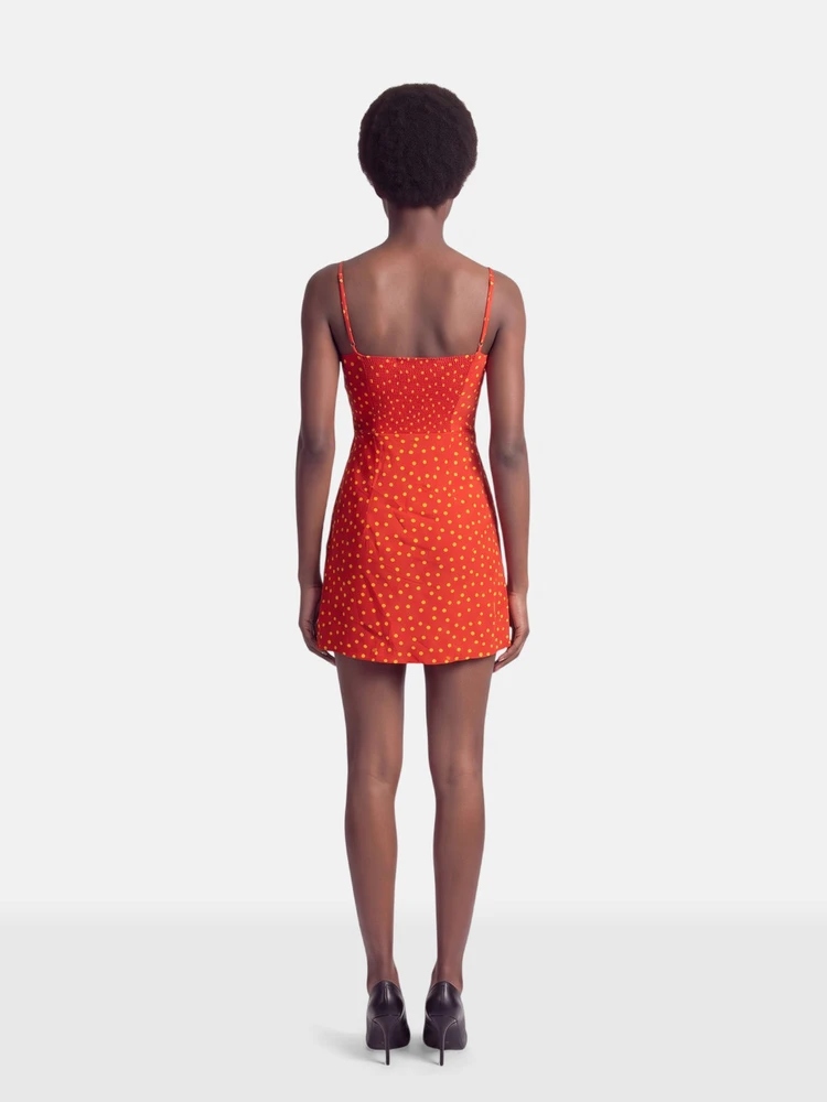 Réalisation Red Silk Polka Dot Inez Mini Dress