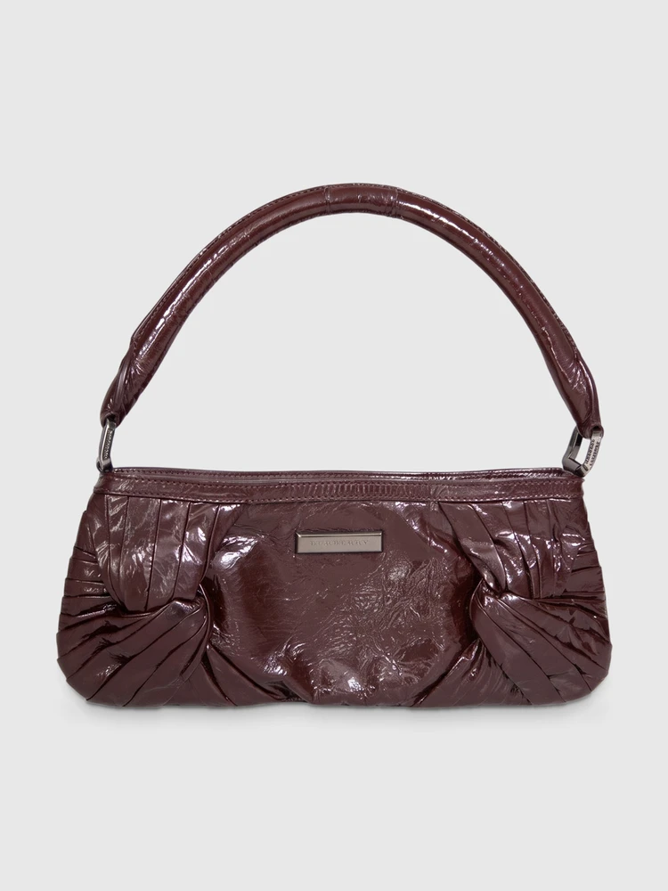 Burberry Brown Patent Leather Soft Knot Sling Bag