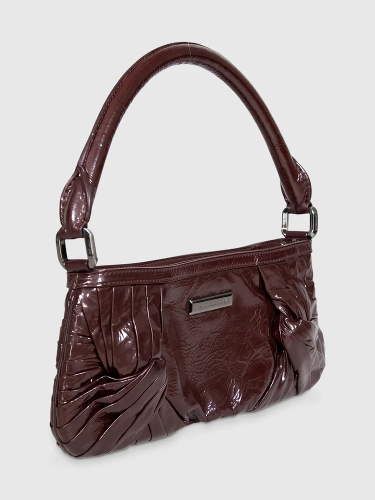 Burberry Brown Patent Leather Soft Knot Sling Bag