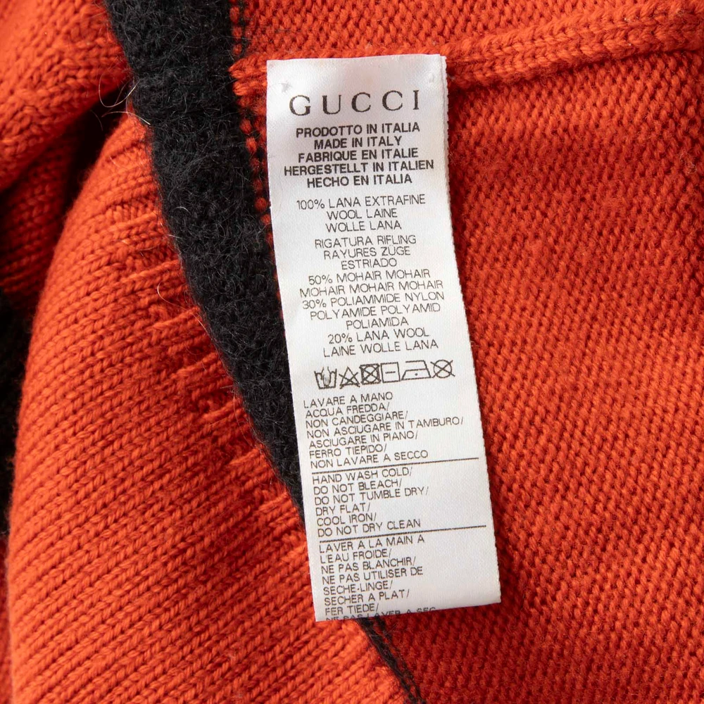 Gucci Orange Wool Striped Turtleneck Jumper