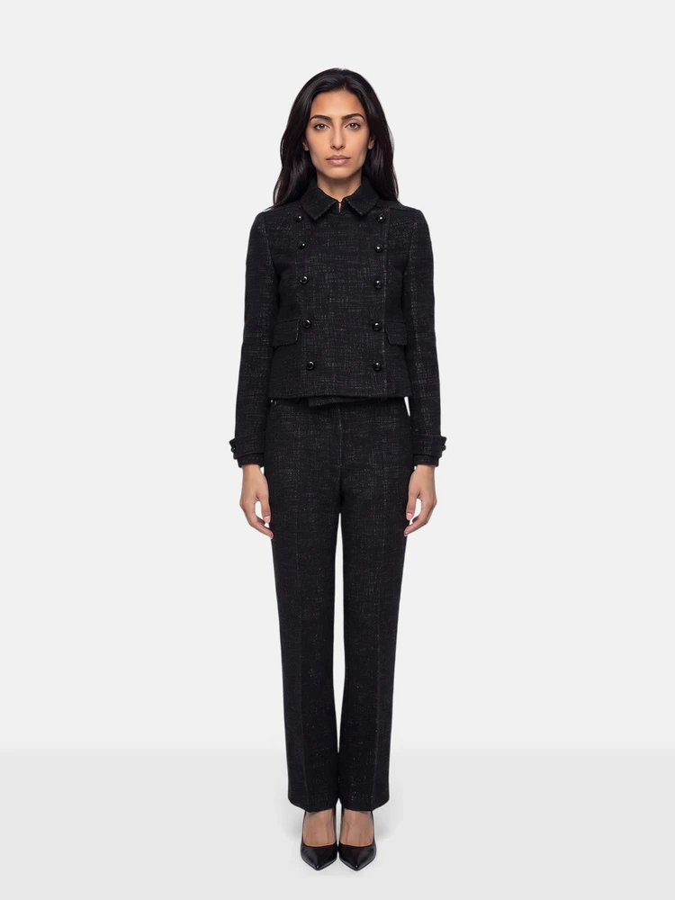 Akris Black Wool Tweed Suit Set