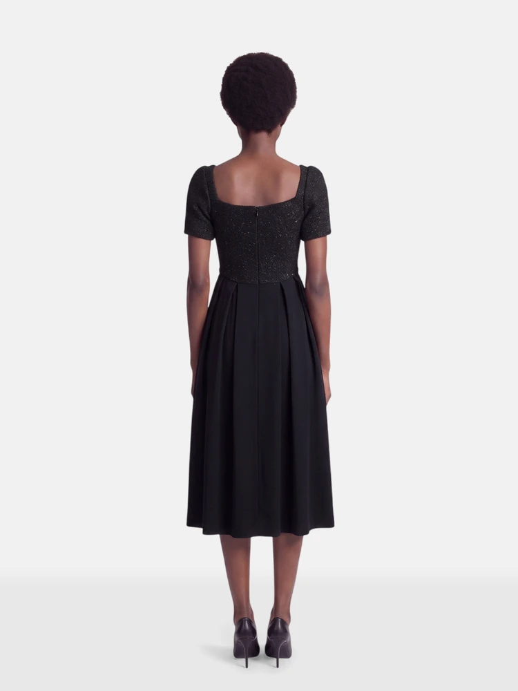 Self-Portrait Black Boucle Midi Dress