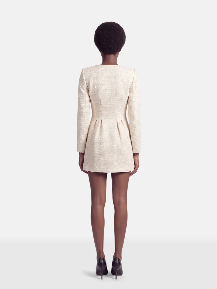 Self-Portrait Gold Boucle Floral Trim Mini Dress