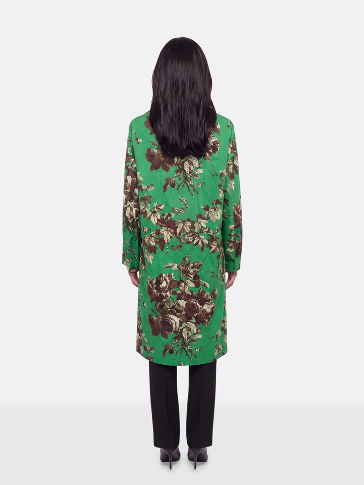 Dries Van Noten Green Floral Blazer Long Coat