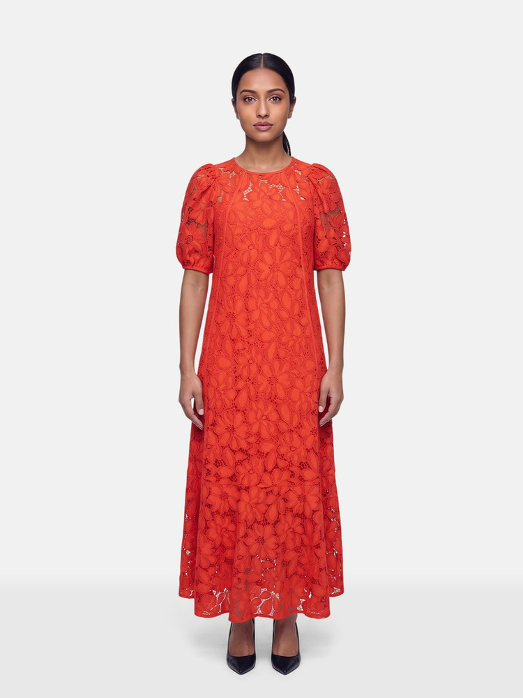 ME+EM Red Lace Maxi Dress