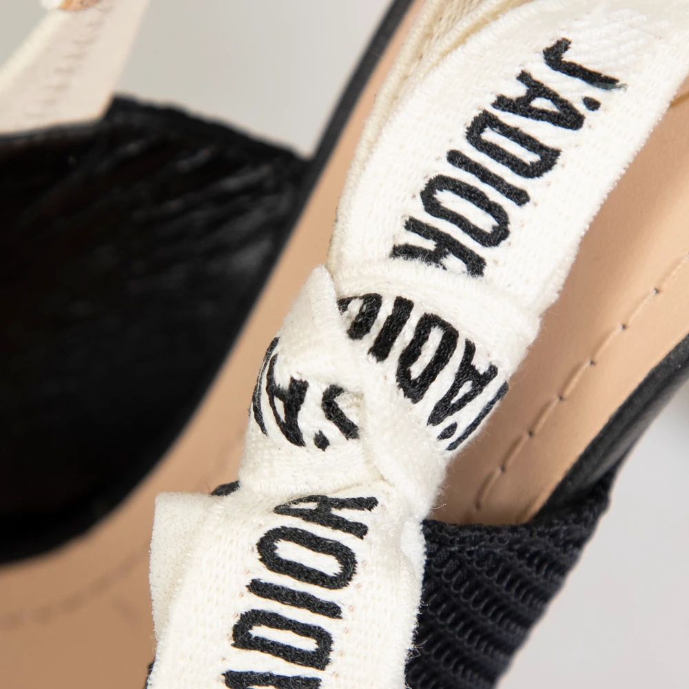 Dior Black Mesh J'Adior Slingback Heels