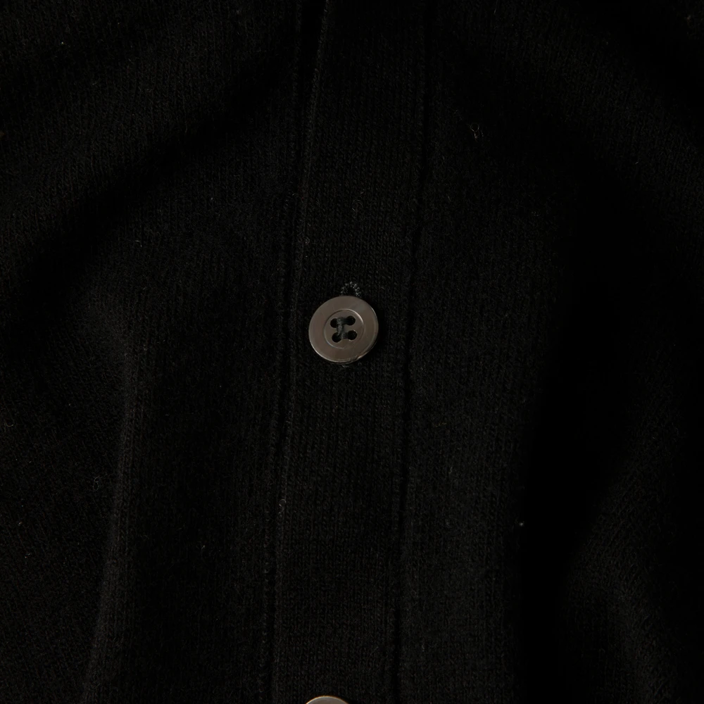 Comme Des Garcons Black Wool Back Button Top