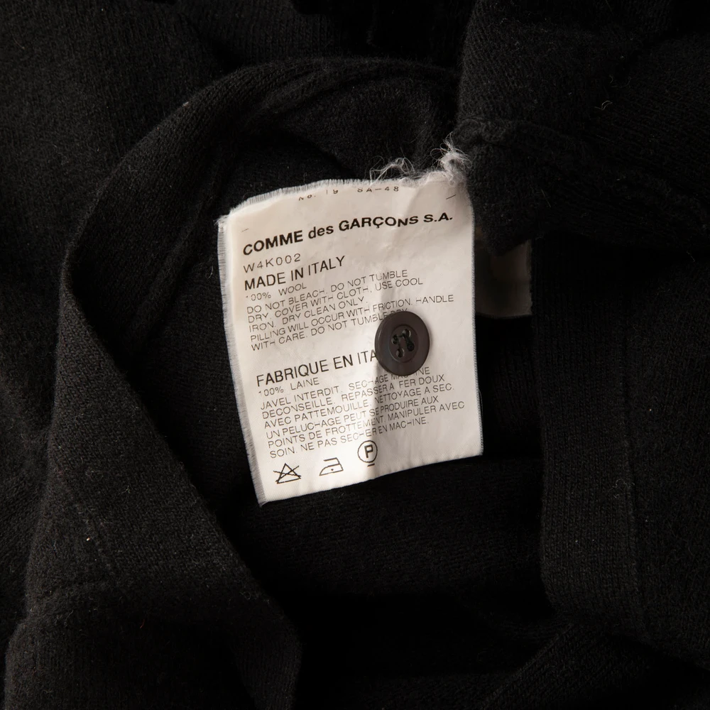 Comme Des Garcons Black Wool Back Button Top