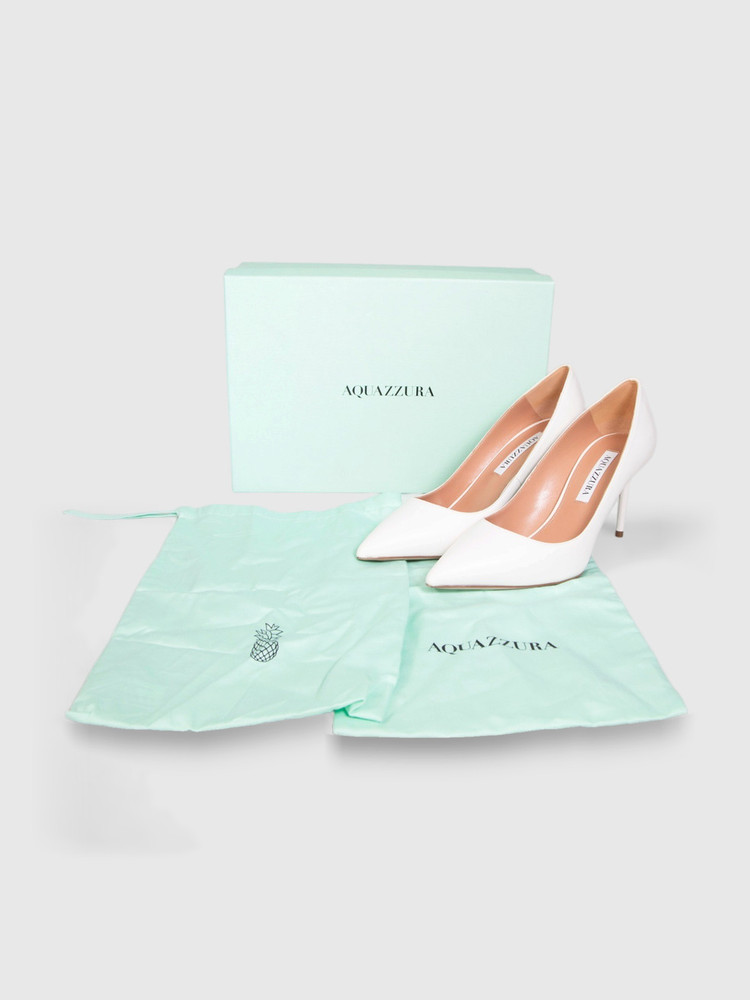 Aquazzura White Leather Purist Pumps 85