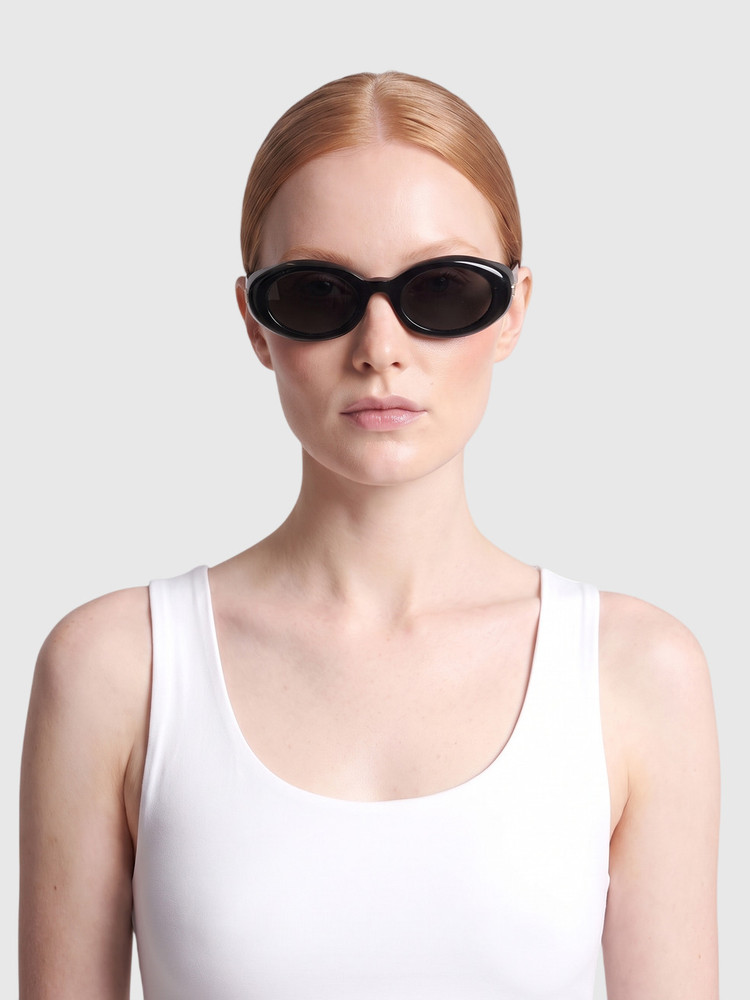 Miu Miu Black Oval Logo Sunglasses